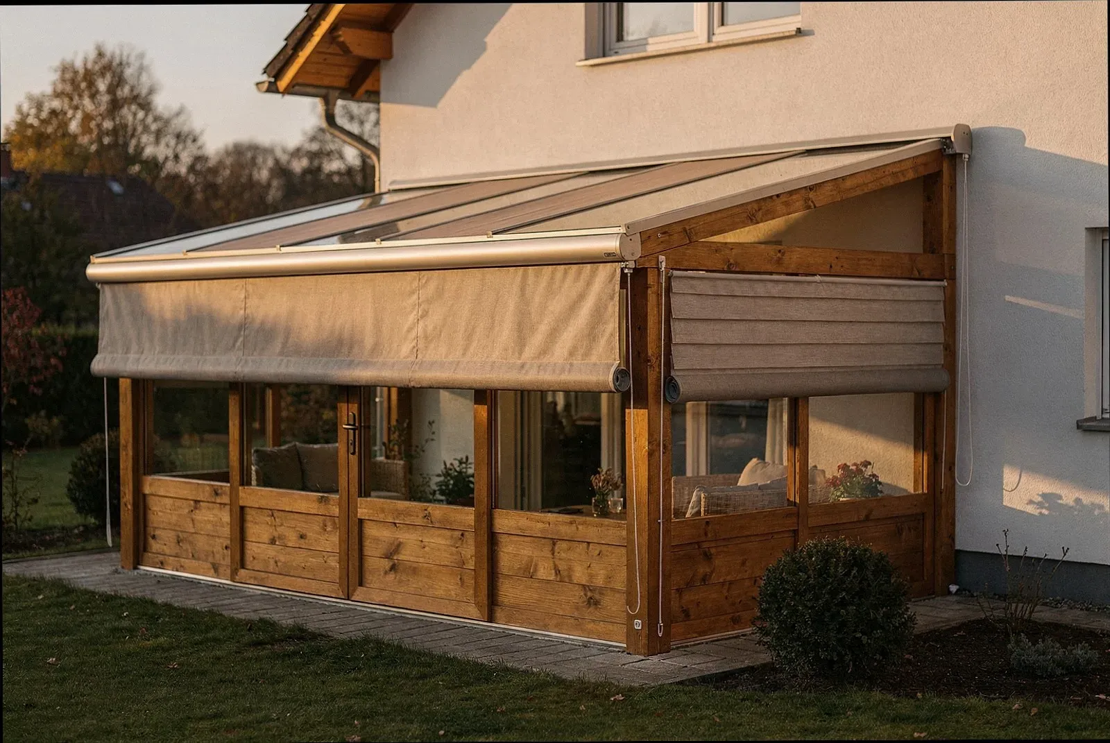 Außenliegende Beschattung am Wohnwintergarten in Braunschweig
