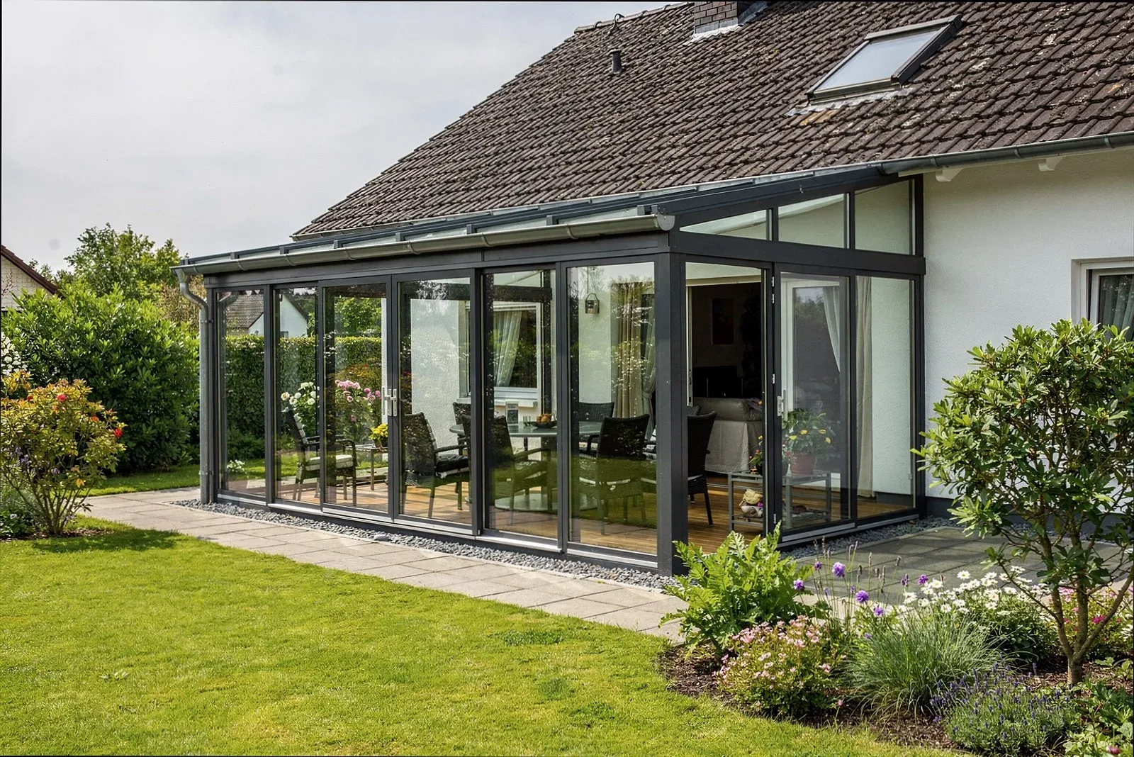 Beheizter Wohnwintergarten als Glasanbau an einem Haus in Braunschweig